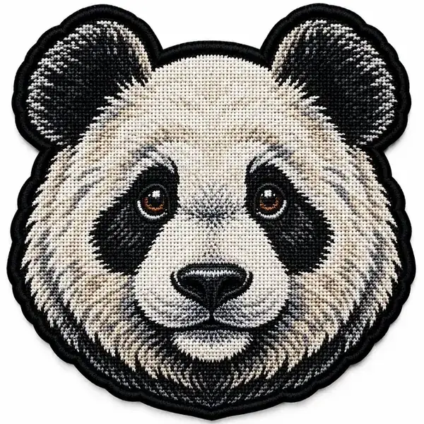 Gewebtes Patch mit Pandakopf