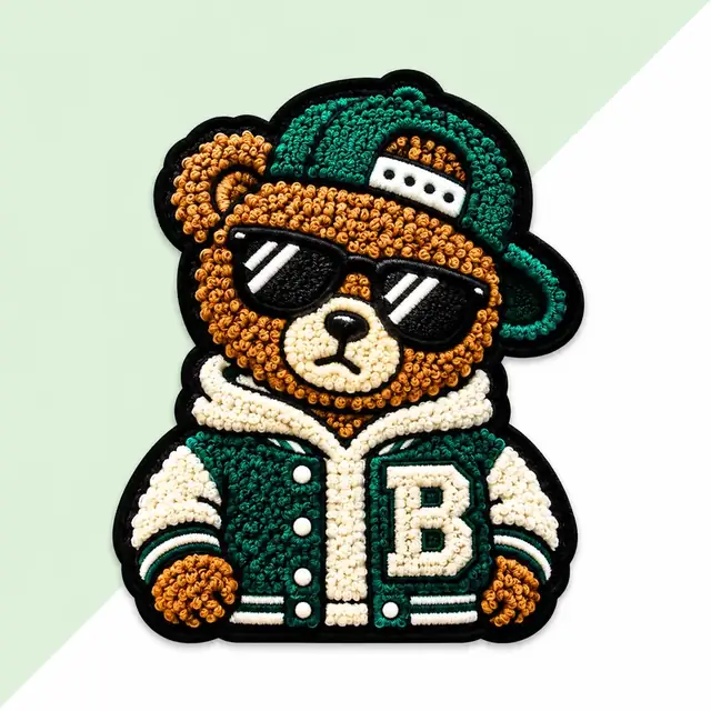 Chenille-Patch Teddy in College-Jacke