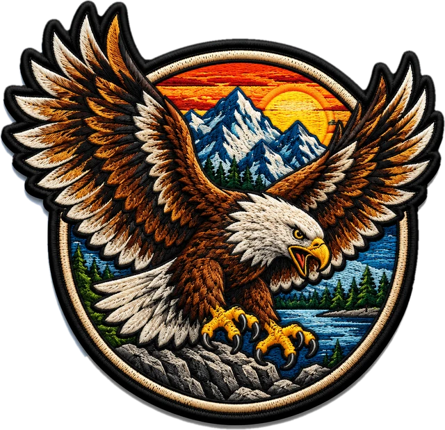 Gesticktes Patch Adler und Berge