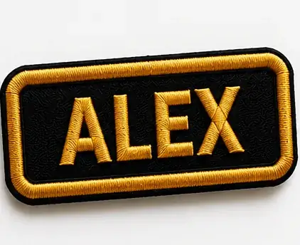 Kostenloser digitaler Entwurf des fertigen goldenen Namens-Patches ALEX