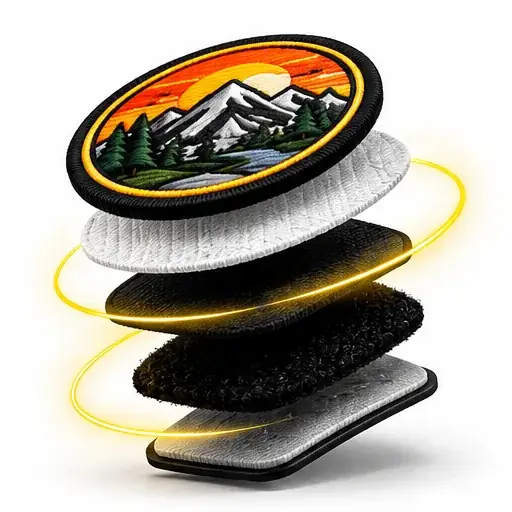 Aufgefächerte Schichten eines Patches mit der Rückseite
